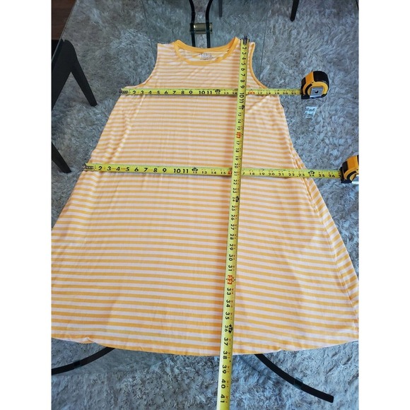 Time And Tru Yellow White Striped Round Neck Sleeveless Knee Length Dress XL - Picture 12 of 13